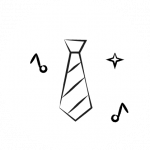 Symbolisches Icon mit Krawatte, Musiknoten und Stern – steht für Firmenfeiern, Galas und Corporate Events mit Music Nau Now.