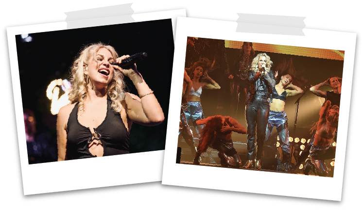 Sängerin der Music Nau Now Band in zwei dynamischen Live Momenten auf der Bühne