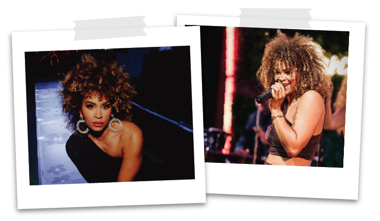 Diana Schneider in zwei ausdrucksstarken Momenten als Sängerin der Music Nau Now Liveband