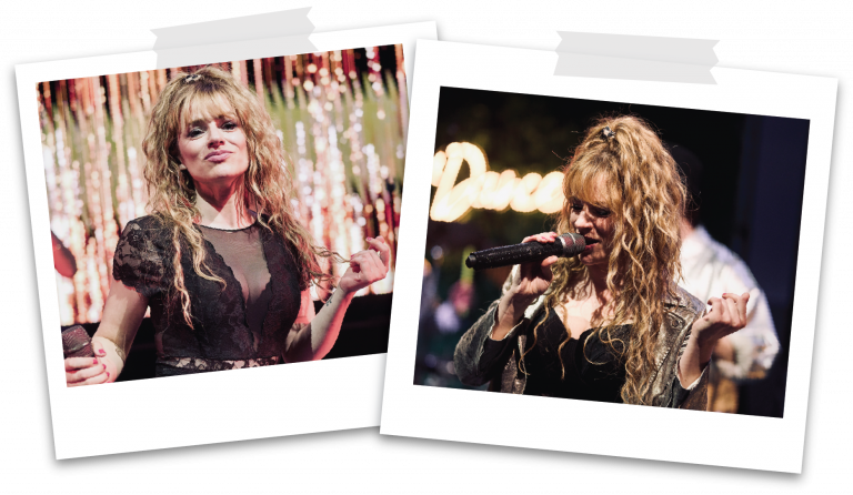 Sängerin der Partyband und Eventband Music Nau Now live auf der Bühne – moderner Live-Gesang für Firmenfeiern, Galas und Corporate Events